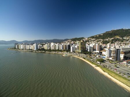 Beach and buildings Beira Mar Norte / Florianopolis. Santa Catarina, Brazil. July, 2017のeditorial素材