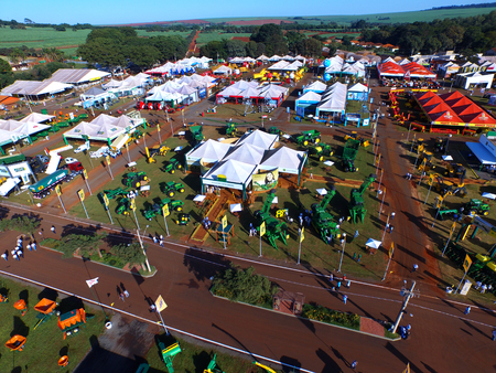 SAO PAULO, BRAZIL - May 1, 2017: Aerial view of Agrishow, 24th International Trade Fair of Agricultural Technology taking place in Ribeirao Preto.のeditorial素材