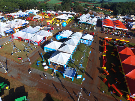 SAO PAULO, BRAZIL - May 1, 2017: Aerial view of Agrishow, 24th International Trade Fair of Agricultural Technology taking place in Ribeirao Preto.のeditorial素材