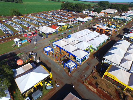 SAO PAULO, BRAZIL - May 1, 2017: Aerial view of Agrishow, 24th International Trade Fair of Agricultural Technology taking place in Ribeirao Preto.のeditorial素材