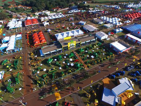 SAO PAULO, BRAZIL - May 1, 2017: Aerial view of Agrishow, 24th International Trade Fair of Agricultural Technology taking place in Ribeirao Pretoのeditorial素材