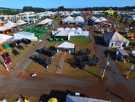 SAO PAULO, BRAZIL - May 1, 2017: Aerial view of Agrishow, 24th International Trade Fair of Agricultural Technology taking place in Ribeirao Preto.のeditorial素材