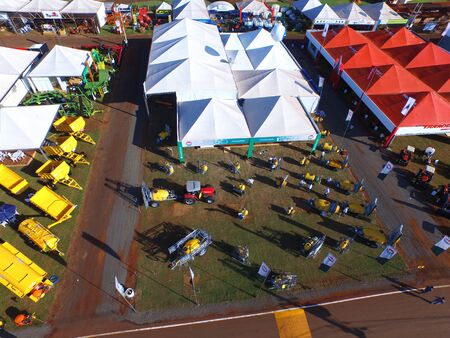 SAO PAULO, BRAZIL - May 1, 2017: Aerial view of Agrishow, 24th International Trade Fair of Agricultural Technology taking place in Ribeirao Preto.のeditorial素材