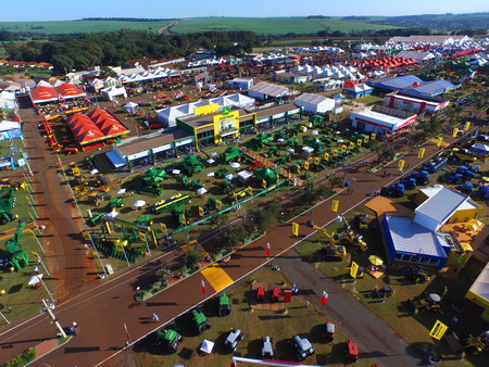 SAO PAULO, BRAZIL - May 1, 2017: Aerial view of Agrishow, 24th International Trade Fair of Agricultural Technology taking place in Ribeirao Pretoのeditorial素材