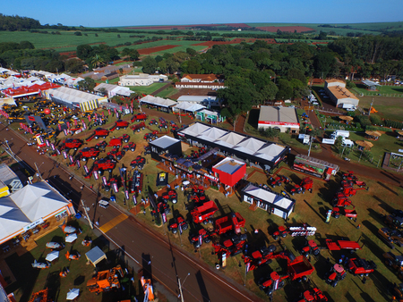 SAO PAULO, BRAZIL - May 1, 2017: Aerial view of Agrishow, 24th International Trade Fair of Agricultural Technology taking place in Ribeirao Preto.のeditorial素材