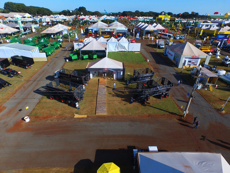 SAO PAULO, BRAZIL - May 1, 2017: Aerial view of Agrishow, 24th International Trade Fair of Agricultural Technology taking place in Ribeirao Preto.のeditorial素材