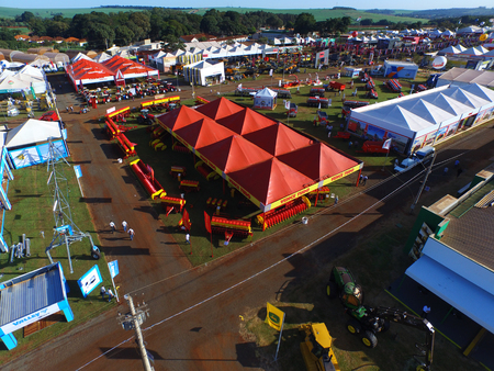 SAO PAULO, BRAZIL - May 1, 2017: Aerial view of Agrishow, 24th International Trade Fair of Agricultural Technology taking place in Ribeirao Preto.のeditorial素材