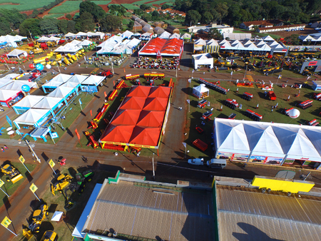SAO PAULO, BRAZIL - May 1, 2017: Aerial view of Agrishow, 24th International Trade Fair of Agricultural Technology taking place in Ribeirao Preto.のeditorial素材