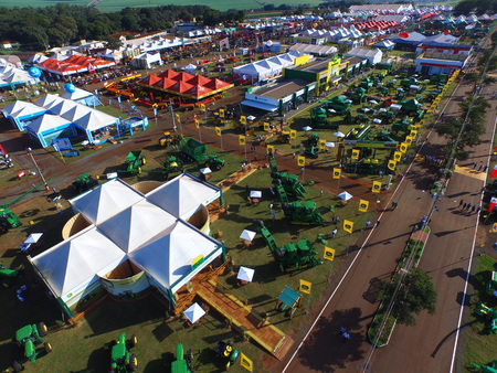 SAO PAULO, BRAZIL - May 1, 2017: Aerial view of Agrishow, 24th International Trade Fair of Agricultural Technology taking place in Ribeirao Pretoのeditorial素材