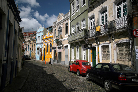 Colonial architecture of Salvador - Pelourinho, Brazil. 2017.のeditorial素材