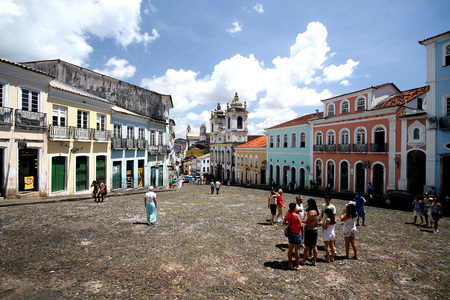 Colonial architecture of Salvador - Pelourinho, Brazil. 2017.のeditorial素材