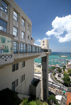 Salvador, Brazil - January, 2017: Panoramic of Salvador with Elevador Lacerda elevator.のeditorial素材