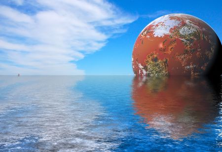 futuristic red planet riseの写真素材