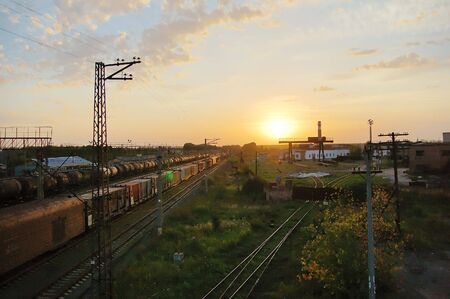 railroad sunsetの写真素材