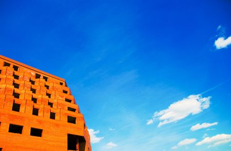 New House Construction Under Blue Skyの写真素材