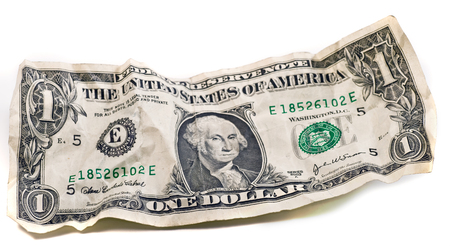 one Crumpled dollar 
