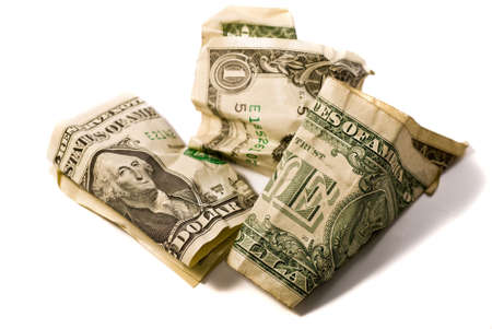 One Dollar - variations of Crumpled dollarの写真素材