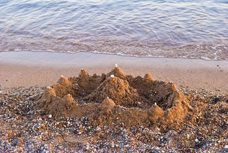 sand castle on coastlineの写真素材