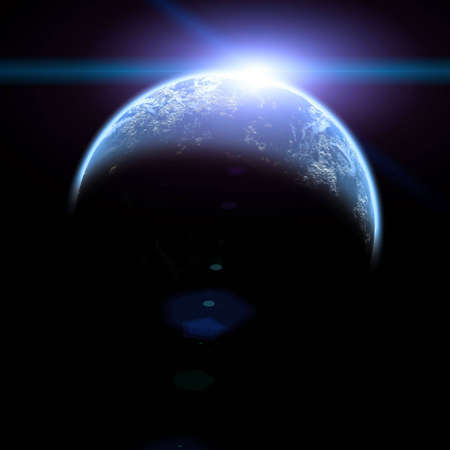 sun rise in space illustration isolated on black