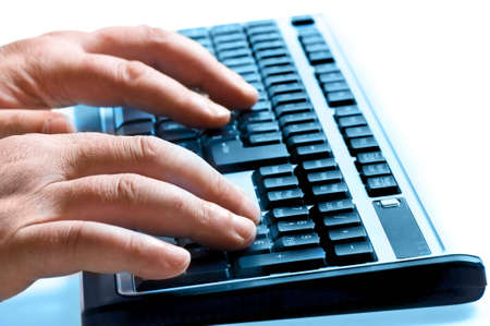 Keyboard with hands closeup view