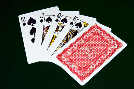 Chance to get Royal flash - cards on green backgroundのeditorial素材