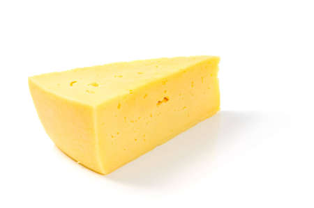 piece of cheese isolated food on white backgroundの写真素材