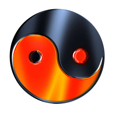 yin - yang symbol isolated on whiteの写真素材