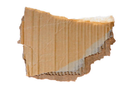 piece of cardboard scrap isolated on whiteの写真素材