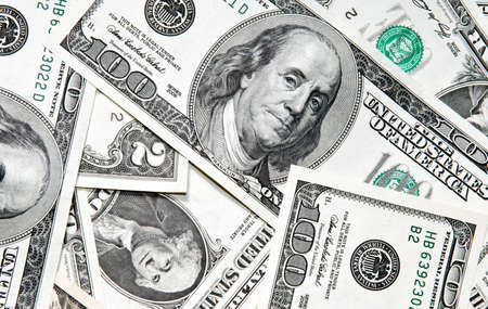 Background of dollar bills, closeup