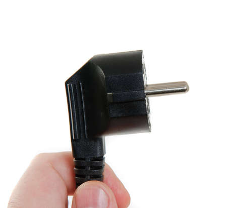 holding power plug, isolated on white background