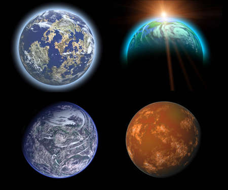 fantasy planet collection set illustrations