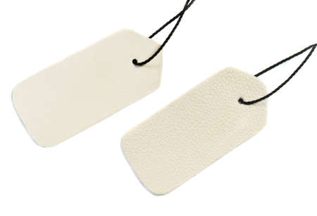 Blank leather tag tied with stringの写真素材