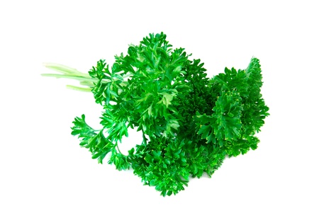 Aromatic bunch Parsley herb isolated on whiteの写真素材