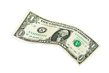 One dollar bill isolated on white background