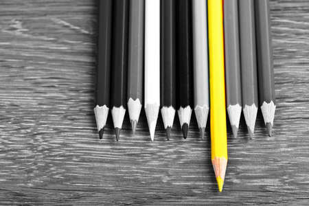 Single colored pencil  leadership conceptの写真素材