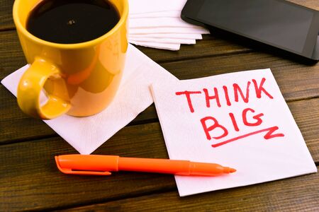 napkin sketch "Think big" on caffe napkinの写真素材