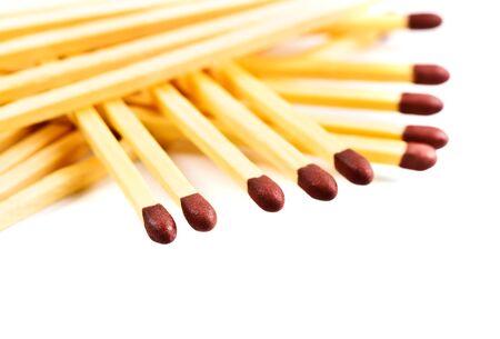Pile of matches isolated on whiteの写真素材
