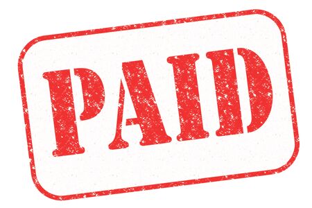 Rubber stamp "PAID" on whiteの写真素材