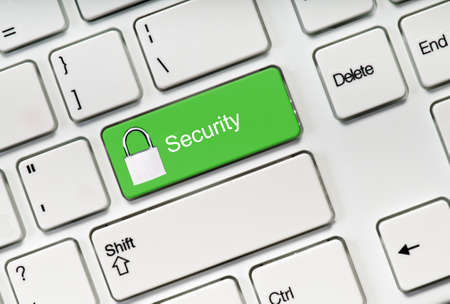 Security button on keyboard. Net safety concept