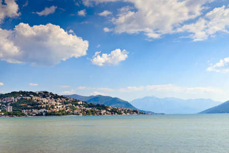 View of the Herceg Novi from the sea, Montenegroの写真素材