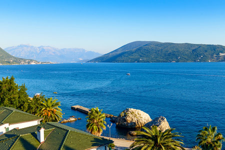 Panoramia view to Kotor Bay, Montenegroの写真素材