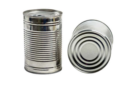food tin cans on white background