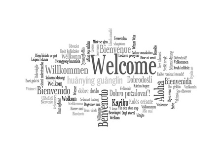Word Tag Cloud, shows equivalents of 'Welcome', how to say it in many languages, vectorのイラスト素材