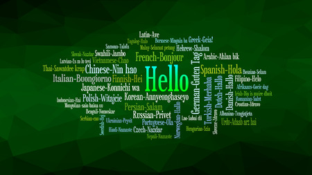 Hello word Cloud, shows equivalents of 'hello', how to say it in many languages, vectorのイラスト素材