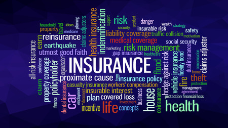 Insurance Word Cloud concept illustration, show words related to risk management businessのイラスト素材