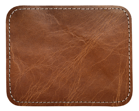 Brown leather tag template texture. Clothing label mockupの写真素材