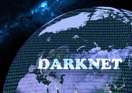 Binary code on Earth. Darknet concept 3D illustrationの写真素材