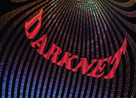 Binary code on secret curved space. Darknet concept 3D illustrationの写真素材