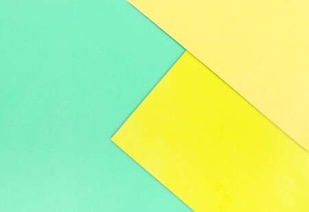 Color paper  background. Three pastel tone - blue, yellow, golden divided shadow linesの写真素材