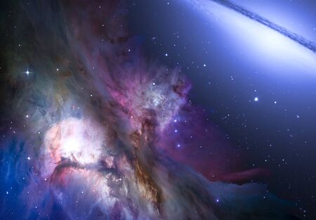 Nebula and galaxies in space. Abstract cosmos background.